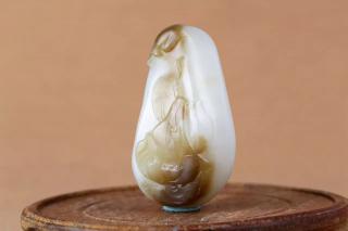 琥珀虚空藏菩萨守护牌 & 和田玉禅意"花开见佛"