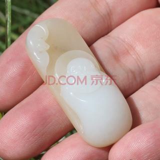 新疆玉石雕刻大师吴春雷作品 和田玉糖羊脂白玉 佛引福