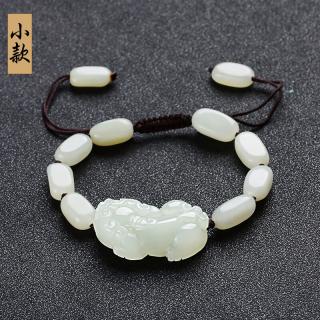 酷奇象 和田玉白玉貔貅男士黑曜石手链女士玛瑙情侣