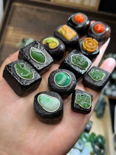 和田玉镶嵌黑檀木上新
