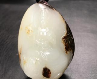 #点击头像看直播##和田玉#新疆和田玉籽料普贤菩萨,天然聚黑皮独籽